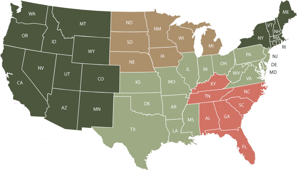 Rhynes Shipping Rate Map