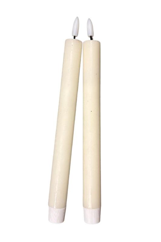 10″, Set of 2 Flameless, Melted Look Taper Candles, Battery Oper