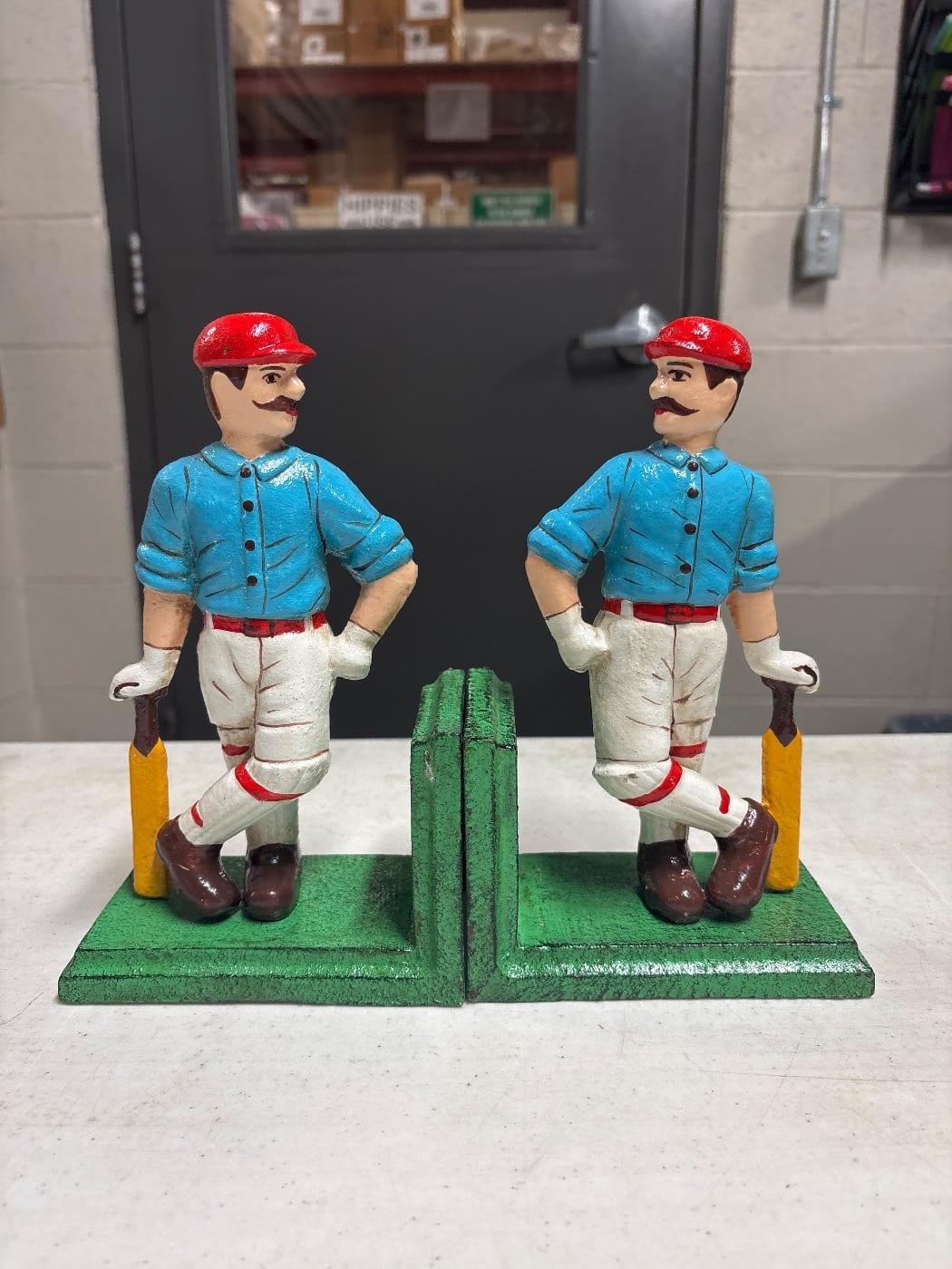 Cricketer Bookends, Pair